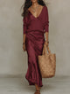 Elena | Midi Satin Dress with Included Sweater