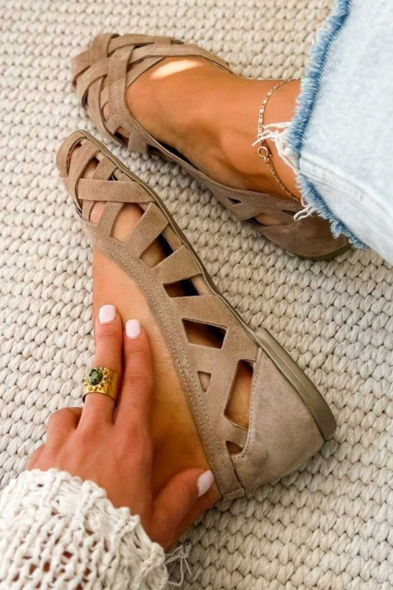 Hina | Flat open-toe sandals with braided material
