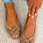 Hina | Flat open-toe sandals with braided material