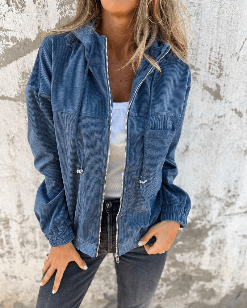 Ella™ | Cord-Kapuzenjacke mit Reißverschluss