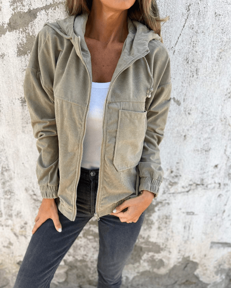 Ella™ | Cord-Kapuzenjacke mit Reißverschluss