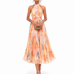 Aurora – Kleid mit Neckholder-Ausschnitt und Aquarell-Print