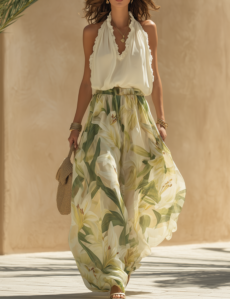 Lyselle™ | Elegante Luchtige Set met Bloemenprint