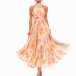 Aurora – Kleid mit Neckholder-Ausschnitt und Aquarell-Print