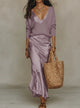 Elena | Midi Satin Dress with Included Sweater