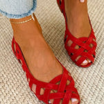 Hina | Flat open-toe sandals with braided material