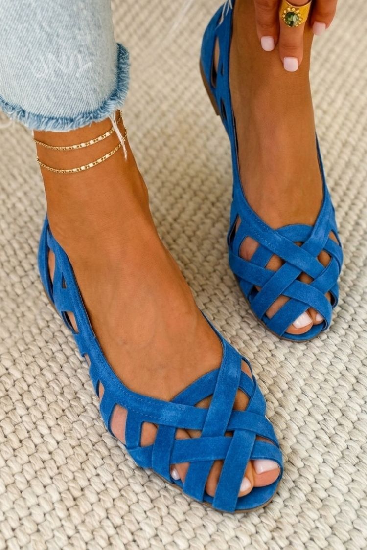 Hina | Flat open-toe sandals with braided material