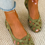 Hina | Flat open-toe sandals with braided material