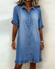 Van Delft Mode® | Comfortabele Denim Jurk met Flatterende Rimpeling