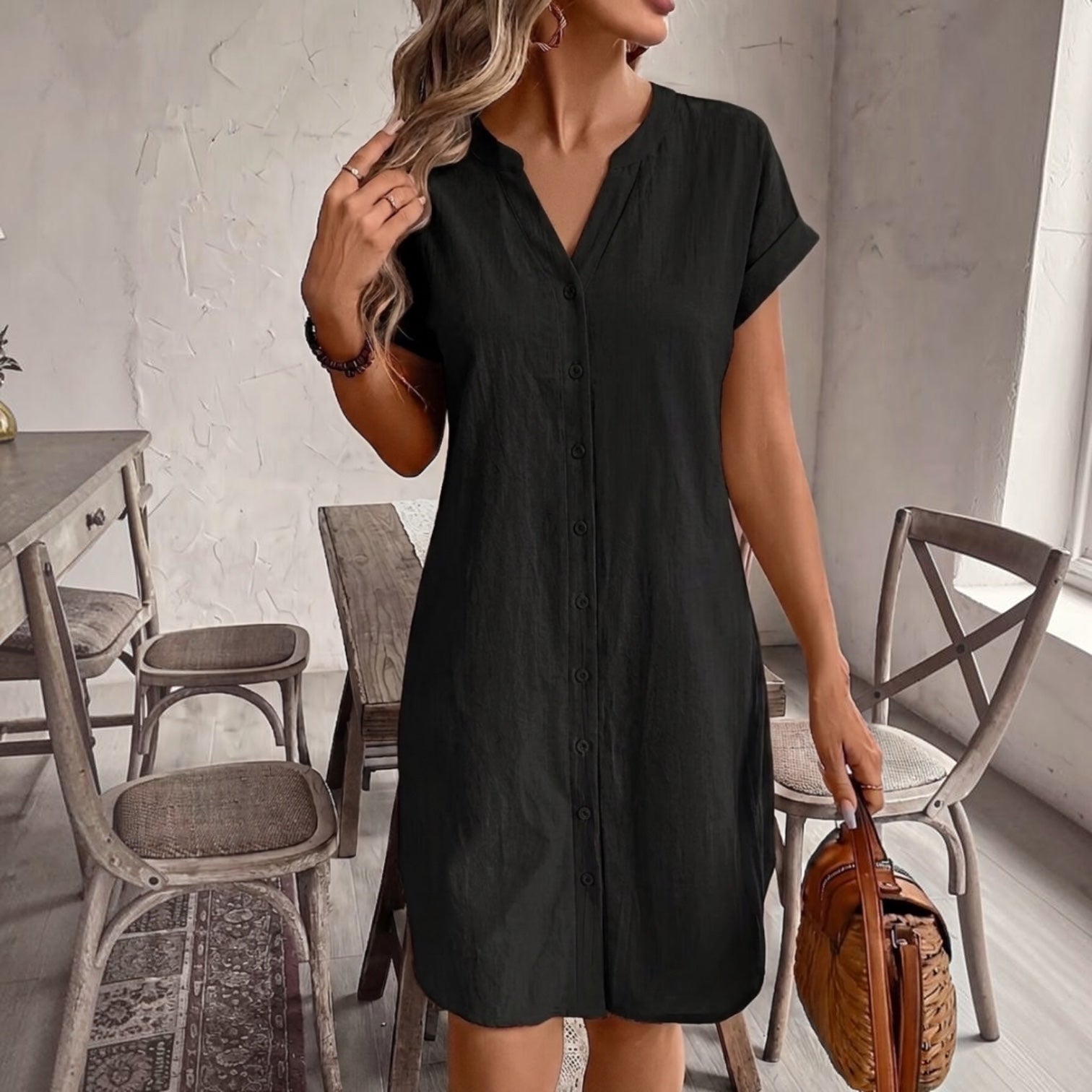Tess™ | Elegant and comfortable linen shirt dress