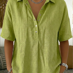 Van Delft Mode® | Blouse met kraag en knoopdetail (TIJDELIJK 1+1 GRATIS!)