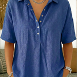 Van Delft Mode® | Blouse met kraag en knoopdetail (TIJDELIJK 1+1 GRATIS!)