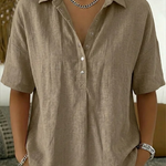 Van Delft Mode® | Blouse met kraag en knoopdetail (TIJDELIJK 1+1 GRATIS!)