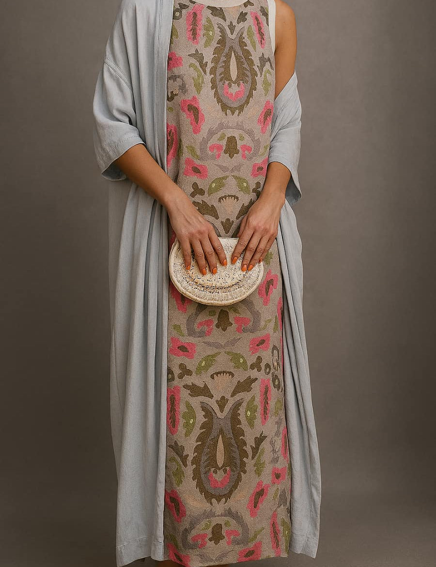 Élina | Ensemble robe longue imprimée avec gilet assorti