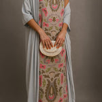 Élina | Ensemble robe longue imprimée avec gilet assorti