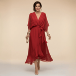MARTA™ | VESTIDO DE CHIFFON CON ESCOTE EN V