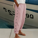 CAITLIN |PANTALÓN A RAYAS CON BOTONES ELEGANTES