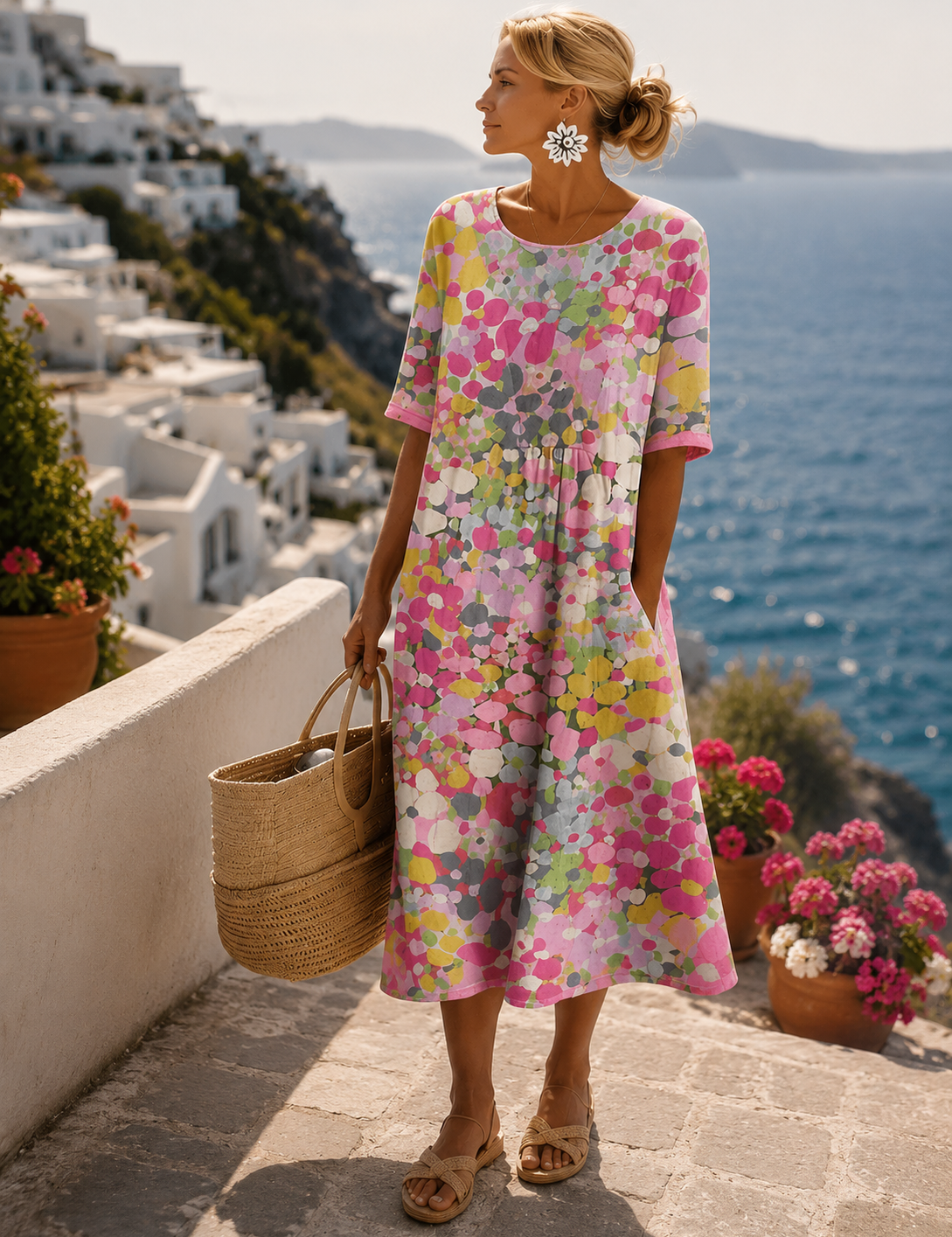 Elena | Abito midi floreale leggero e fluido