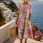 Elena | Abito midi floreale leggero e fluido