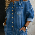 Sophia | Combinaison Denim Épaules Dénudées