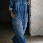 Sophia | Combinaison Denim Épaules Dénudées