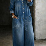 Sophia | Combinaison Denim Épaules Dénudées
