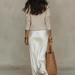 Elena | Midi Satin Dress with Included Sweater