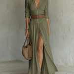 Willow Dress — Long Sleeve Maxi with Shirt Collar