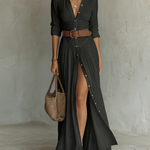 Willow Dress — Long Sleeve Maxi with Shirt Collar