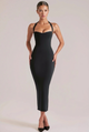 Clara | Halter Sweetheart Midi Sculpting with Fluted Hem Dress
