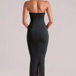 Clara | Halter Sweetheart Midi Sculpting with Fluted Hem Dress