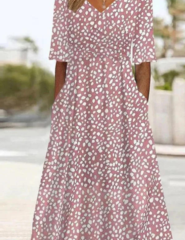 COLETTE | ROBE MIDI À POIS ÉLÉGANTE ET FLATTEUSE POUR LE VENTRE