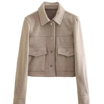 HH Jacken Für Frauen Herbst Fashion Solid Front Taschen Taste Langarm Jacke Elegante Frau Casual Oberbekleidung Mantel