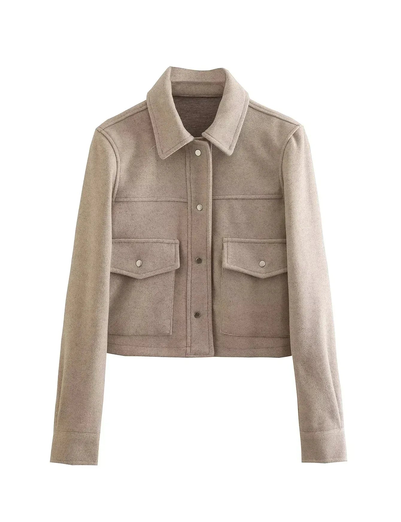 HH Jacken Für Frauen Herbst Fashion Solid Front Taschen Taste Langarm Jacke Elegante Frau Casual Oberbekleidung Mantel