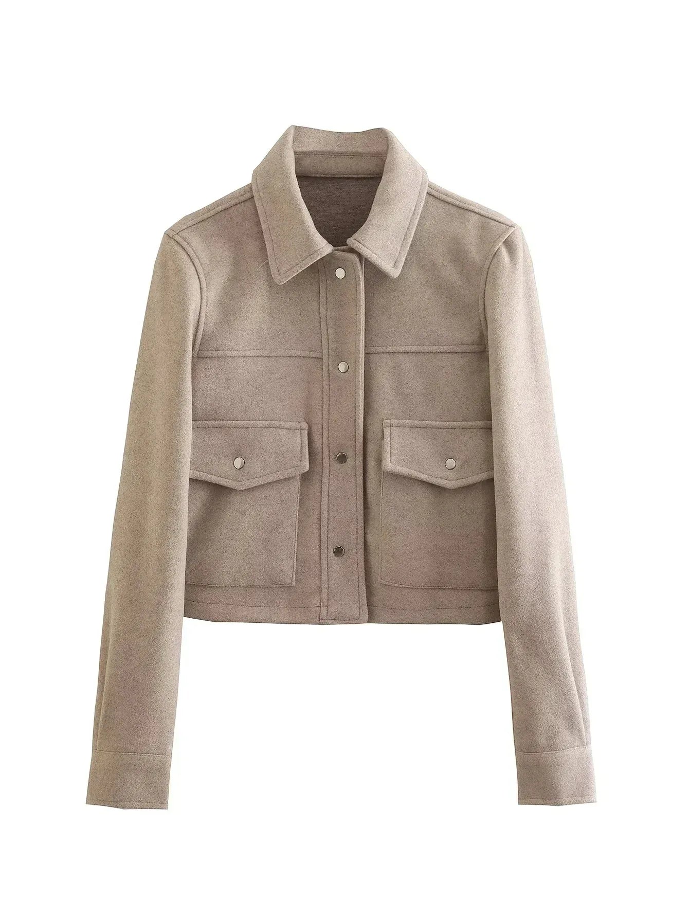 HH Jacken Für Frauen Herbst Fashion Solid Front Taschen Taste Langarm Jacke Elegante Frau Casual Oberbekleidung Mantel