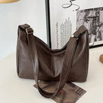 PU-Leder Pendler Mode Vintage Casual Tote Bag Maillard Stilvolle Umhängetaschen für Frauen Textur Große Kapazität Temperament