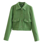 HH Jacken Für Frauen Herbst Fashion Solid Front Taschen Taste Langarm Jacke Elegante Frau Casual Oberbekleidung Mantel