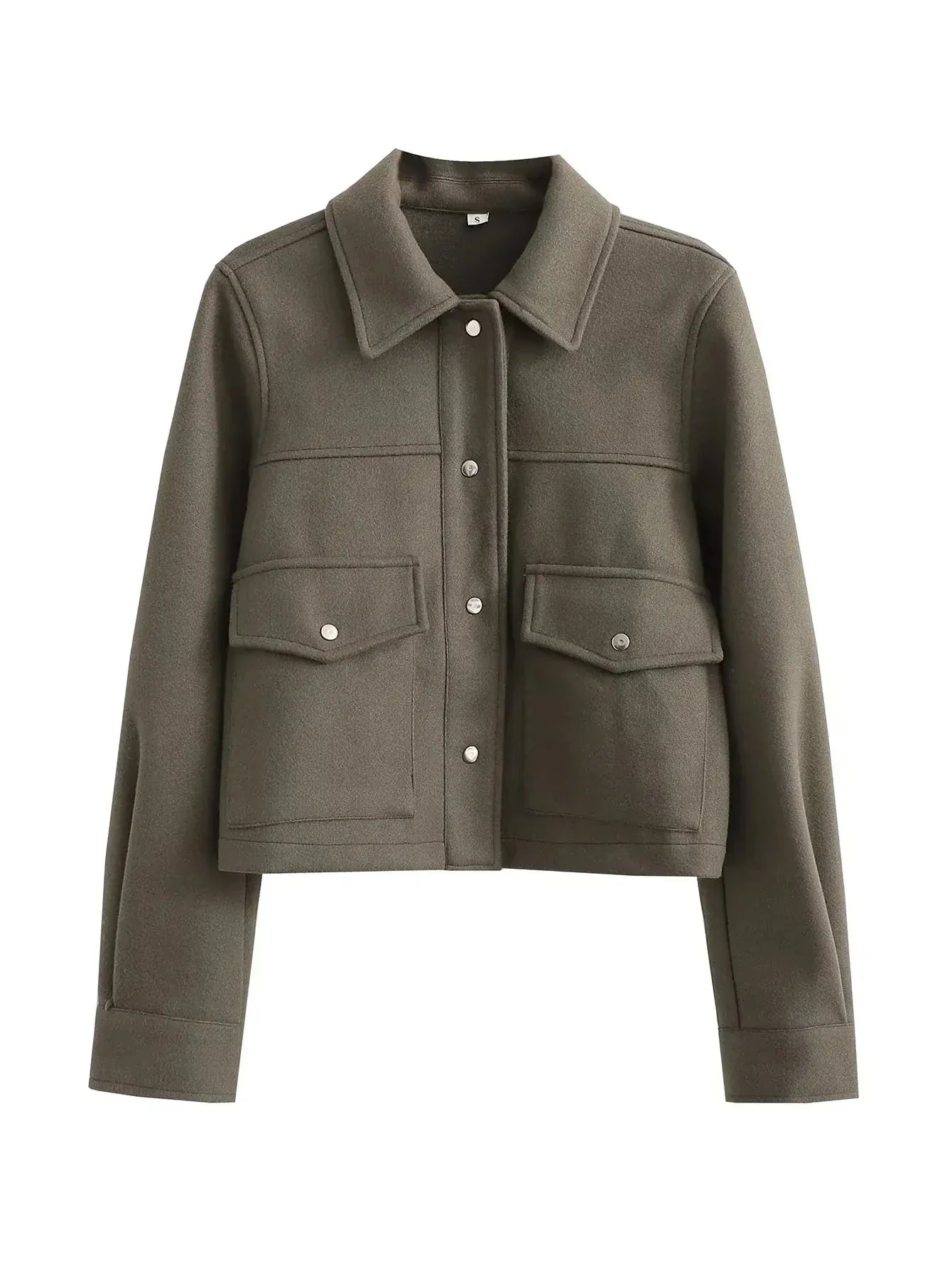 HH Jacken Für Frauen Herbst Fashion Solid Front Taschen Taste Langarm Jacke Elegante Frau Casual Oberbekleidung Mantel