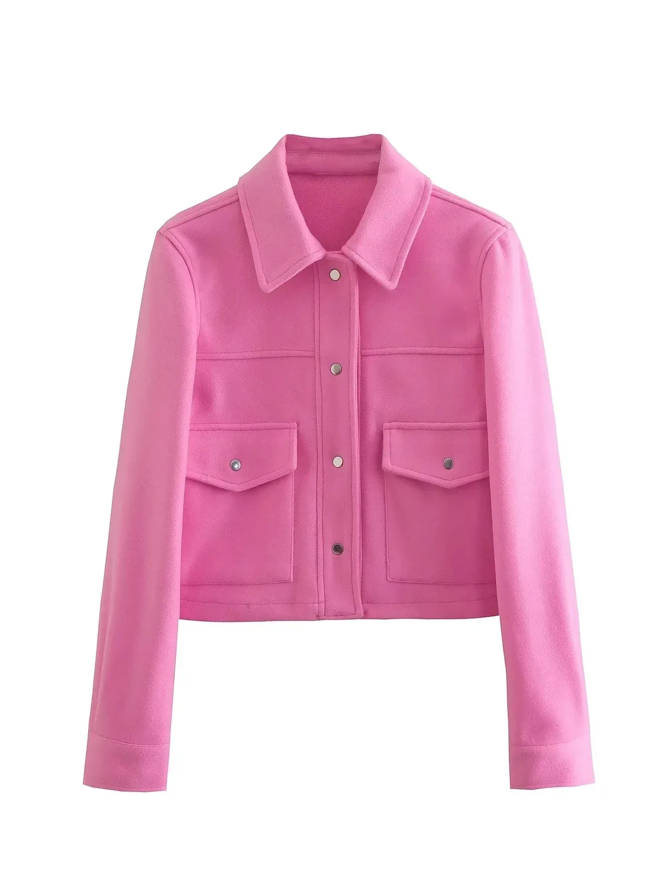 HH Jacken Für Frauen Herbst Fashion Solid Front Taschen Taste Langarm Jacke Elegante Frau Casual Oberbekleidung Mantel