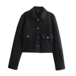 HH Jacken Für Frauen Herbst Fashion Solid Front Taschen Taste Langarm Jacke Elegante Frau Casual Oberbekleidung Mantel