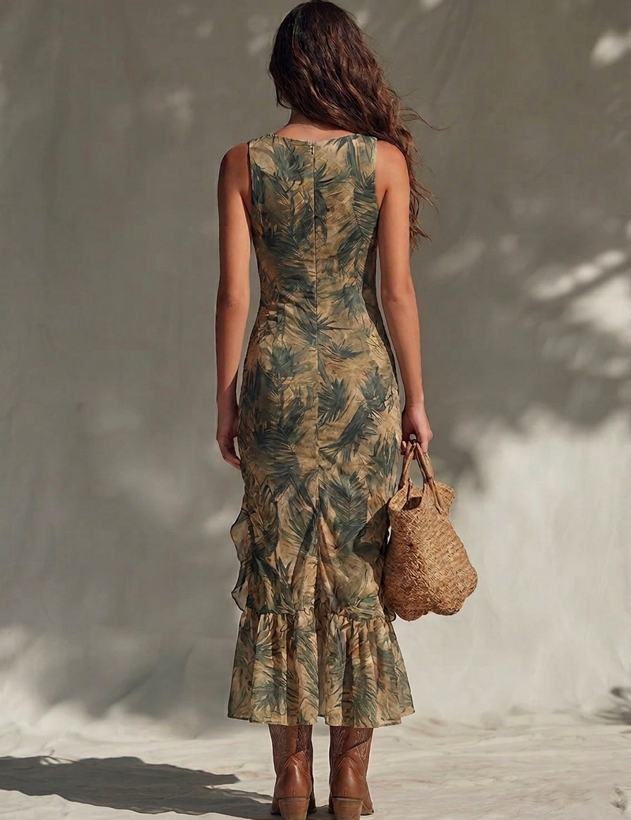 Helena | Vestido largo estampado con abertura