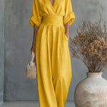 Daniela - Mono elegante de escote en V y pierna ancha