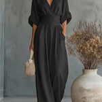 Daniela - Mono elegante de escote en V y pierna ancha