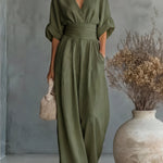 Daniela - Mono elegante de escote en V y pierna ancha
