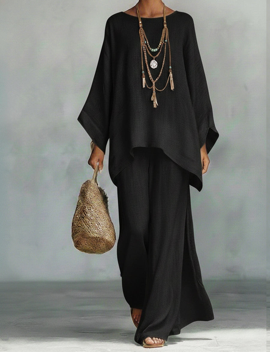 Celine™ | Elegantes Leinen-Zweiteiler-Set