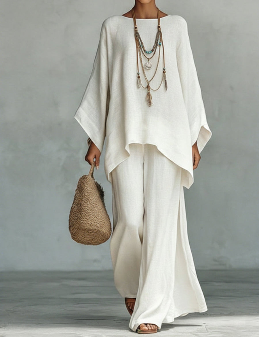 Celine™ | Elegantes Leinen-Zweiteiler-Set