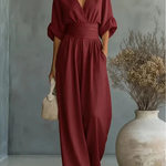 Daniela - Mono elegante de escote en V y pierna ancha