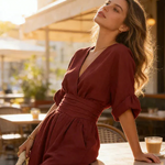 Daniela - Mono elegante de escote en V y pierna ancha